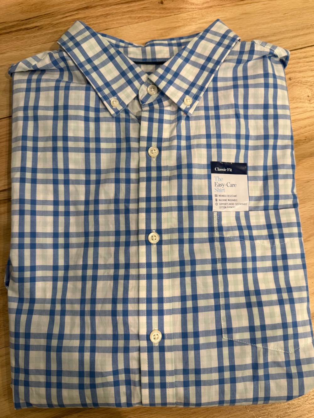 croft & barrow Blue and White Plaid Dress Shirt